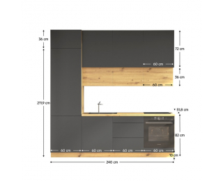 Kuchynská linka Vinetu 240 - sivá / dub artisan
