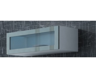 Vitrína na stenu so sklom Vigo 90 - biela / sivý lesk Vitrína na stenu so sklom Vigo 90 - biela / sivý lesk