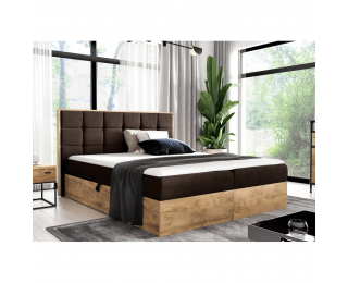 Boxspringová manželská posteľ Wood 1 180x200 cm - hnedá / dub lancelot