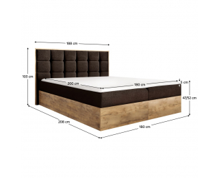Boxspringová manželská posteľ Wood 1 180x200 cm - hnedá / dub lancelot