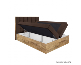 Boxspringová manželská posteľ Wood 1 200x200 cm - hnedá / dub lancelot