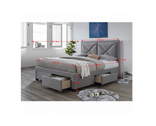 Čalúnená manželská posteľ s roštom Xadra 160 - sivá melírovaná / wenge