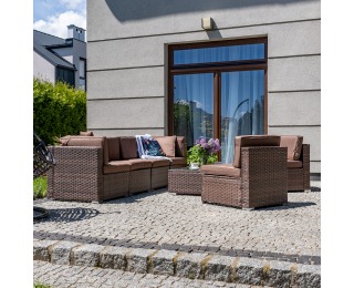 Záhradný nábytok z umelého ratanu Godon - tmavohnedá / hnedá Záhradný nábytok z umelého ratanu Godon - tmavohnedá / hnedá
