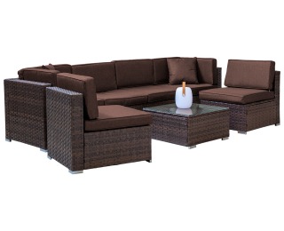 Záhradný nábytok z umelého ratanu Godon - tmavohnedá / hnedá Záhradný nábytok z umelého ratanu Godon - tmavohnedá / hnedá