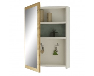 Zrkadlo na stenu Hilo - biela / dub wotan