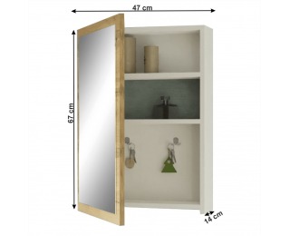 Zrkadlo na stenu Hilo - biela / dub wotan