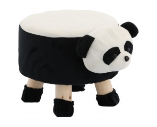 Taburet v tvare pandy Zunio Typ 1 - čierna / biela / prírodná