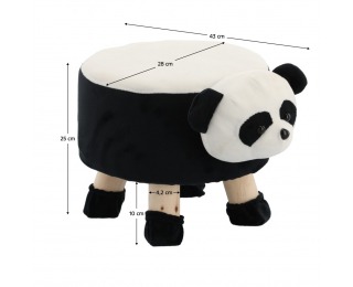 Taburet v tvare pandy Zunio Typ 1 - čierna / biela / prírodná