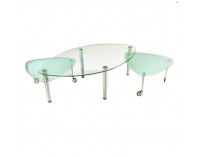 Sklenený konferenčný stolík na kolieskach Ralf - chróm / sklo