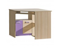 Rohový PC stolík Ego L11 - jaseň / fialová