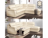 Kožená rohová sedačka s rozkladom Alessia P - biela