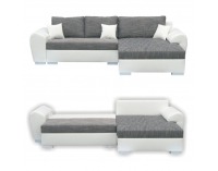Rohová sedačka s rozkladom a úložným priestorom Sofia P - biela / sivá