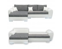Rohová sedačka s rozkladom a úložným priestorom Sofia L - biela / sivá