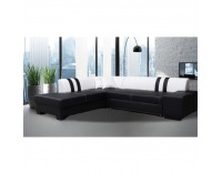 Rohová sedačka s rozkladom a úložným priestorom Peter New L - čierna / biela