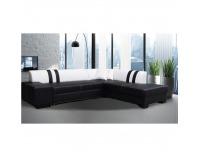 Rohová sedačka s rozkladom a úložným priestorom Peter New P - čierna / biela