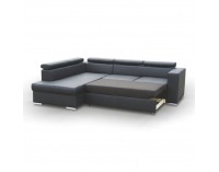 Rohová sedačka s rozkladom a úložným priestorom Lote 2 L - čierna