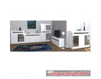 Vitrína s osvetlením Owal SV - biely vysoký lesk / čierny vysoký lesk