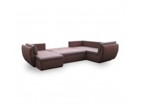 Rohová sedačka U s rozkladom a úložným priestorom Tomas P - hnedá / hnedá melírovaná
