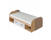 Jednolôžková posteľ s úložným priestorom Katar K14 90 - san reno / biela / cappuccino