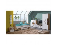 Rozkladacia posteľ s prístelkou Katar K15 90 - san reno / biela / cappuccino