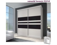Šatníková skriňa Multi 11 2D 203x218 cm - biela / čierne sklo