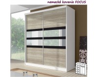 Šatníková skriňa Multi 10 2D 203x218 cm - dub sonoma / biela / čierne sklo