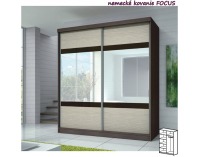 Šatníková skriňa Multi 3 2D 183x218 cm - dub cambridge / kubánske drevo / tmavohnedé sklo