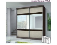 Šatníková skriňa Multi 3 2D 233x218 cm - dub cambridge / kubánske drevo / tmavohnedé sklo
