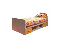Posteľový rám s úložným priestorom Emio Typ 4 90 - dub sonoma / oranžová