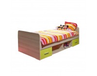 Detská posteľ s úložným priestorom Emio Typ 4 90 - dub sonoma / zelená