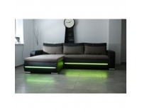 Rohová sedačka s rozkladom a osvetlením Kody L - čierna / hnedá