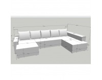 Rohová sedačka U s rozkladom Frankfurt L/P - biela ekokoža / sivý šenil