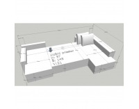 Rohová sedačka U s rozkladom Frankfurt L/P - biela ekokoža / sivý šenil