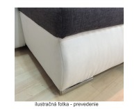 Rohová sedačka U s rozkladom Frankfurt L/P - biela ekokoža / sivý šenil