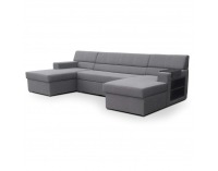 Kožená rohová sedačka U s rozkladom Markos P - sivá