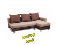 Rohová sedačka s rozkladom a úložným priestorom Pady P - piesková / hnedá