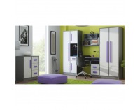 Detská posteľ s úložným priestorom Piere P12 90 - sivá / biela / fialová