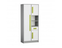 Policová skriňa Piere P03 - sivá / biela / zelená