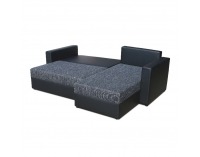 Rohová sedačka s rozkladom a úložným priestorom Kansas L/P - čierna / čierna melírovaná