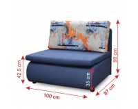 Rozkladacie kreslo s úložným priestorom Keny - modrá / vzor (T382)