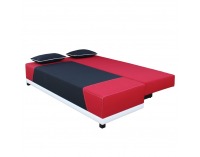 Rozkladacia pohovka s úložným priestorom Rokar - čierna / červená / vzor