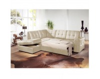 Kožená rohová sedačka s rozkladom Trek RV L - biela