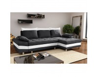 Rohová sedačka s rozkladom a úložným priestorom Puntos P - čierna / biela