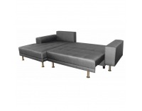Rohová sedačka s rozkladom a úložným priestorom Bruno L - tmavosivá