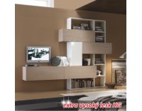 Obývacia stena Arola - dub sonoma / biely vysoký lesk