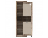 Vitrína Gatik 721 - dub antický / béžový vysoký lesk
