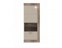 Vitrína na stenu Gatik 111 - dub antický / béžový vysoký lesk