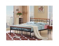 Kovová manželská posteľ s roštom Morena 160 - čierny kov / čerešňa