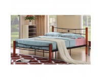 Kovová manželská posteľ s roštom Amarilo 160 - čierny kov / čerešňa