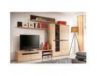 Šatníková skriňa so zrkadlom Lotos 84 4D - dub sonoma / wenge
